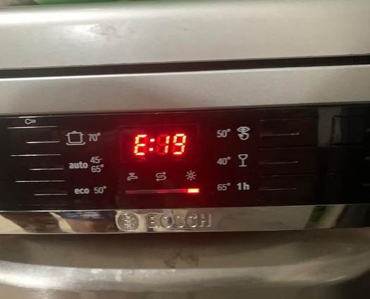 máy rửa bát bosch báo lỗi e19