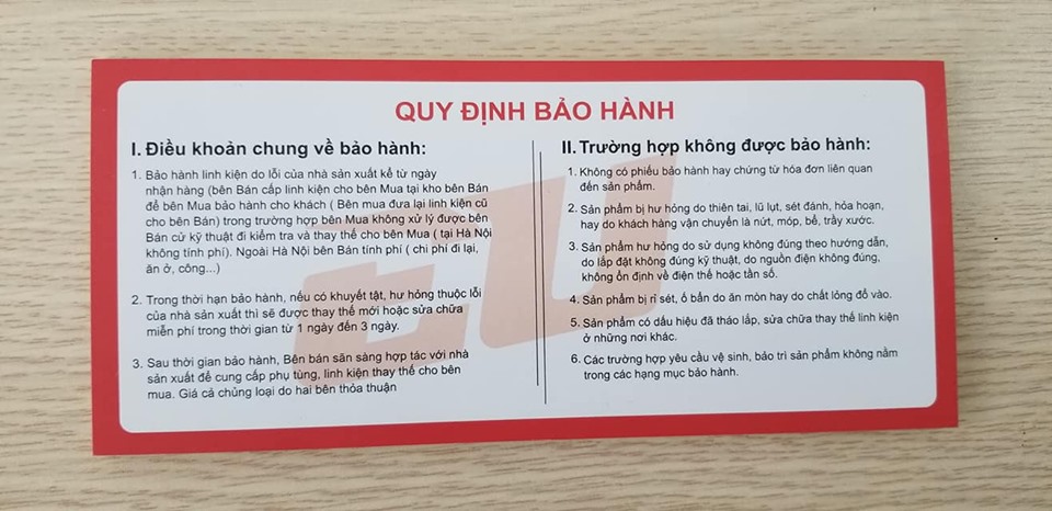 Phiếu bảo hành EU mặt ngoài